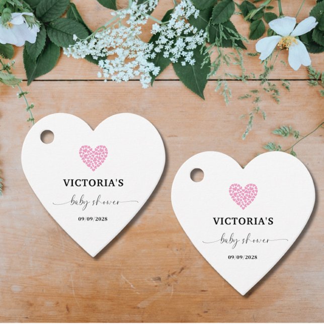 Pink Heart Baby Dusche Party Herz Geschenkanhänger (Von Creator hochgeladen)