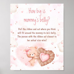 Pink Heart Baby Dusche wie groß ist Mama's Bauch Poster