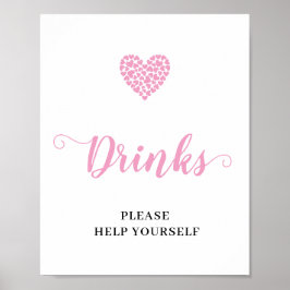 Pink Heart Baby Girl Drinks Kinderdusche Schild