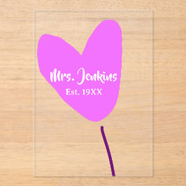 Pink heart balloon Mrs add name est. Add year love Acryleinladungen