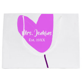 Pink heart balloon Mrs add name est. Add year love Große Geschenktüte