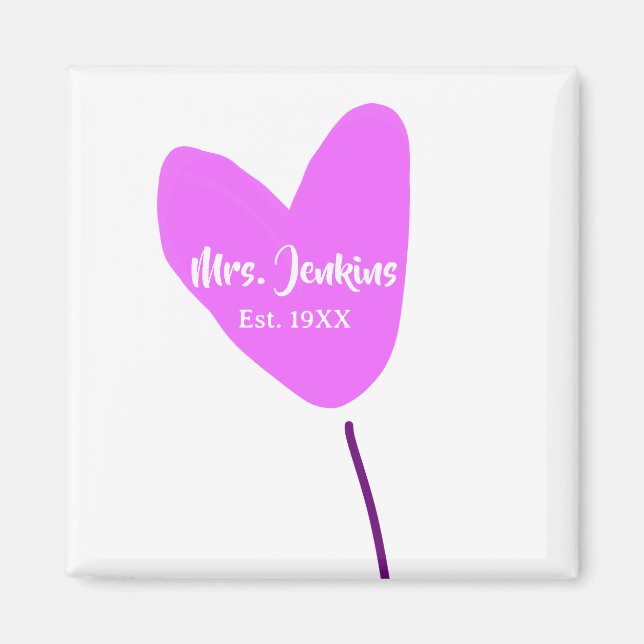 Pink heart balloon Mrs add name est. Add year love Magnet (Vorne)