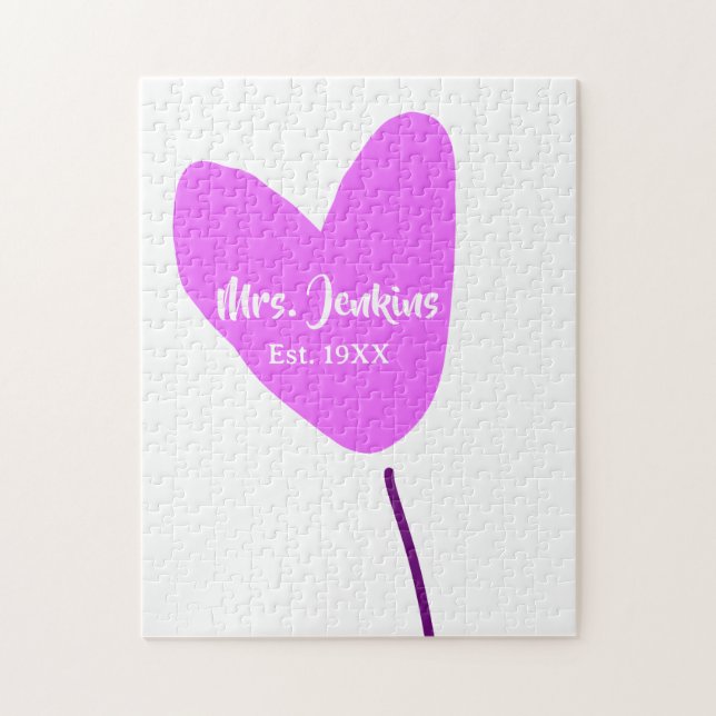 Pink heart balloon Mrs add name est. Add year love Puzzle (Vertikal)