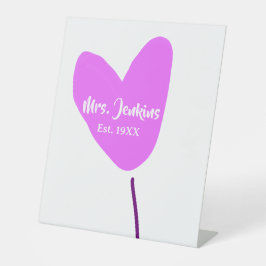 Pink heart balloon Mrs add name est. Add year love Sockelschild