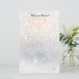 Pink Heart Balloon Stationery Briefpapier