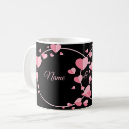 Pink Heart Black Geometric Wedding Party Elegant Kaffeetasse