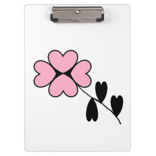 PINK HEART BLUME KLEMMBRETT