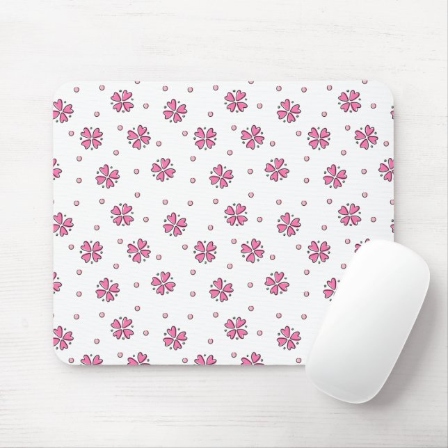Pink Heart Blume Petals Mouse Pad Mousepad (Mit Mouse)