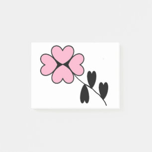 PINK HEART BLUME POST-IT KLEBEZETTEL