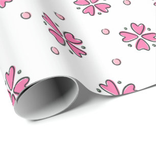 Pink Heart Blumen Petals Geschenkpapier