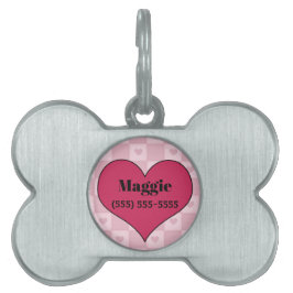 Pink Heart Bone Shaped Pet Tiermarke