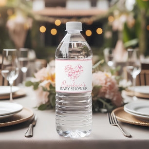 Pink Heart Bow Baby Dusche danke Ihnen Gast favori Wasserflaschenetikett