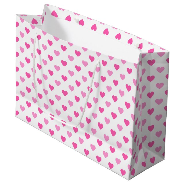Pink Heart Breast Cancer Awareness Pattern Große Geschenktüte (Vorderseite Schrägansicht)