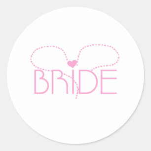 Pink Heart Bride Runder Aufkleber