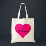 Pink Heart Bridesmaid Tragetasche<br><div class="desc">Dieser personalisierte Name Monogramm niedliche Vintage Tasche ist die beste Geschenkidee für Braut und Brautmädchen bei Hochzeiten.</div>