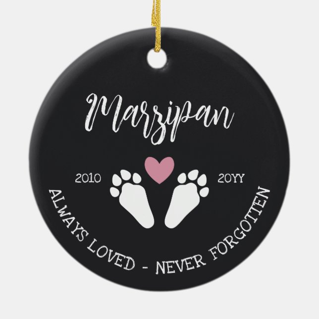 Pink Heart Bunny Paws Nie vergessen Gedächtnis Keramik Ornament (Hinten)