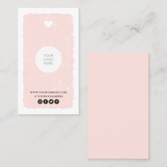 Pink Heart Business Card Visitenkarte (Vorne/Hinten)