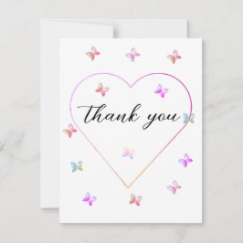 Pink Heart Butterfly Girl Dusche Dankeskarte