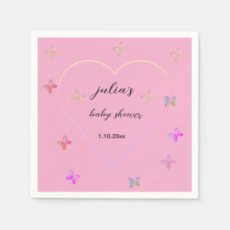Pink Heart Butterfly Girl Dusche Serviette