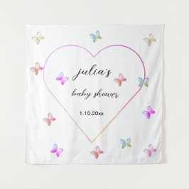 Pink Heart Butterfly Girl Dusche Wandteppich