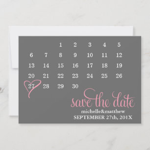 Pink Heart Calendar Hochzeit Speichern Sie das Dat Save The Date