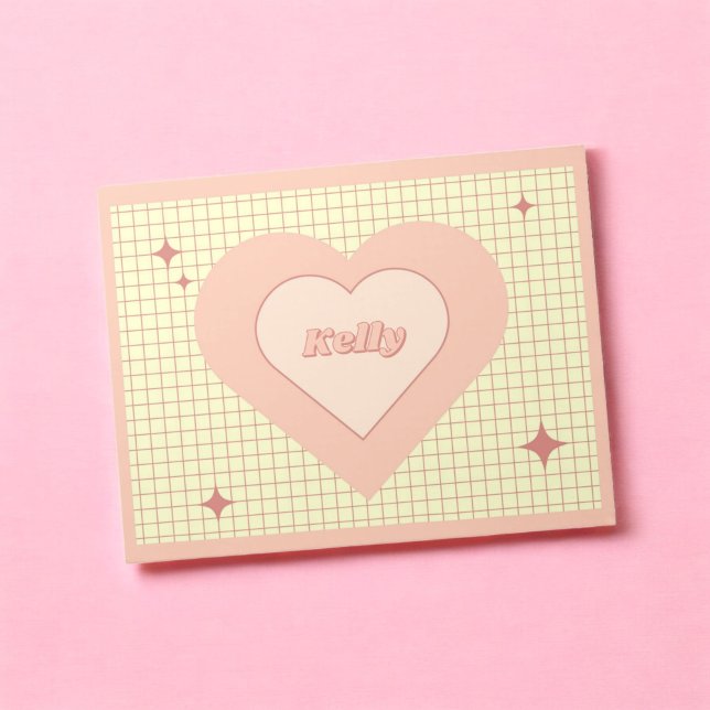 Pink Heart Checkered Pattern Valentinstag Notizblock (Pink Heart Checkered Pattern Valentine's Day Notepad)