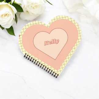Pink Heart Checkered Pattern Valentinstag Notizbuch
