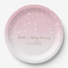 Pink Heart Confetti Babydusche Pappteller