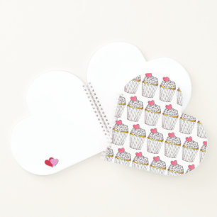Pink Heart Cupcake Brautparty Hochzeitstorte Liebe Notizbuch
