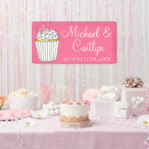 Pink Heart Cupcake Bridal Babydusche Hochzeit Banner