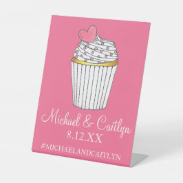 Pink Heart Cupcake Bridal Babydusche Hochzeit Sockelschild