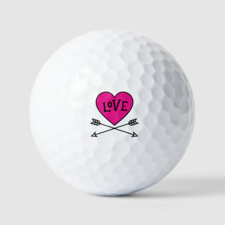 Pink Heart Cupid's Bows LOVE Golfball