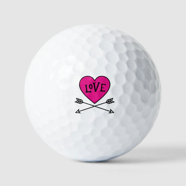 Pink Heart Cupid's Bows LOVE Golfball (Vorderseite)