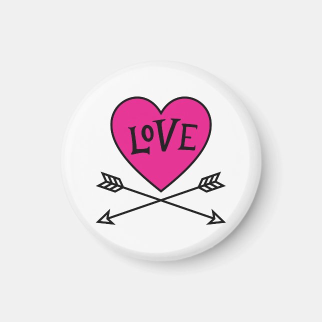 Pink Heart Cupid's Bows LOVE Magnet (Vorne)