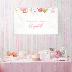 Pink Heart Custom Heart Geburtstag Banner