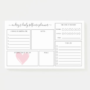Pink Heart Daily Self Care Planer Post-it Klebezettel