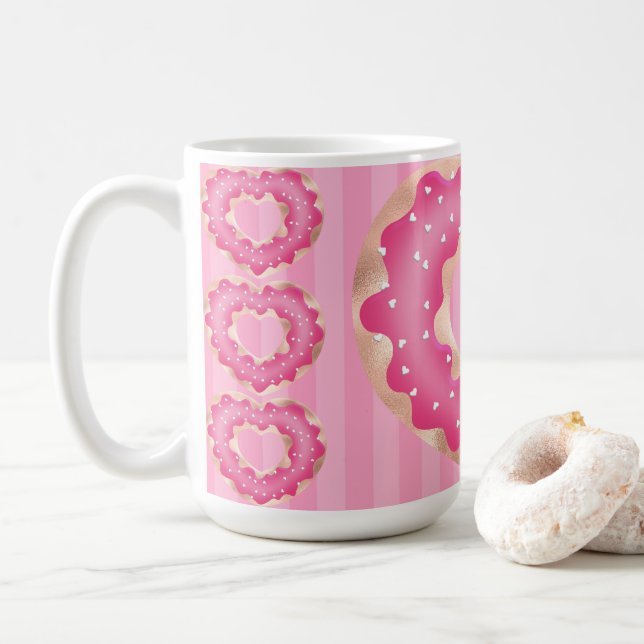Pink Heart Doughnut Kaffeetasse (Mit Donut)