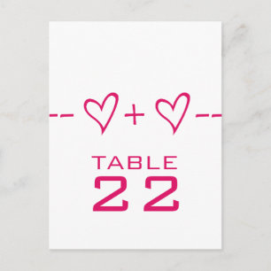 Pink Heart Equation Tischnummer Postkarte