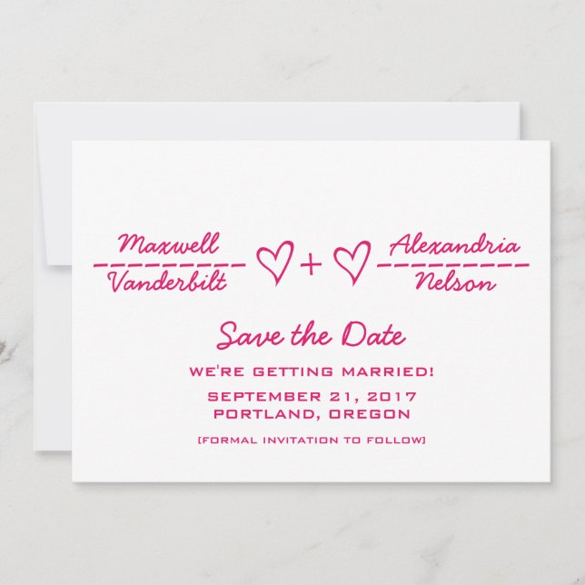 Pink Heart Equity Save the Date einladen Einladung (Vorderseite)