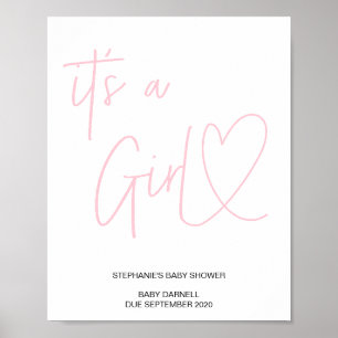 Pink Heart Es ist ein Baby-Dusche Begrüßungszeiche Poster
