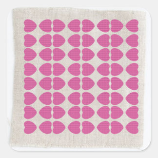 PINK HEART FABRIC PATTERN QUADRATISCHER AUFKLEBER