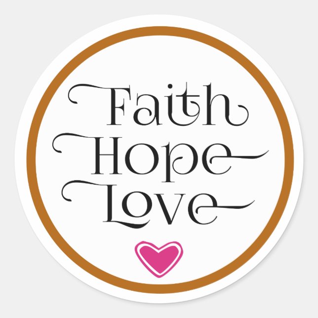 Pink Heart Faith Hope Liebe Sticker (Vorderseite)