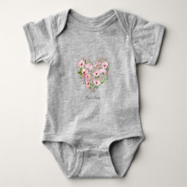 Pink Heart Floral Baby Bodysuit Baby Strampler