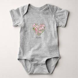 Pink Heart Floral Baby Bodysuit Strampler