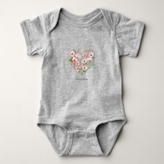 Pink Heart Floral Baby Bodysuit Strampler