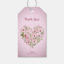 Pink Heart Floral Geschenk Tag Geschenkanhänger