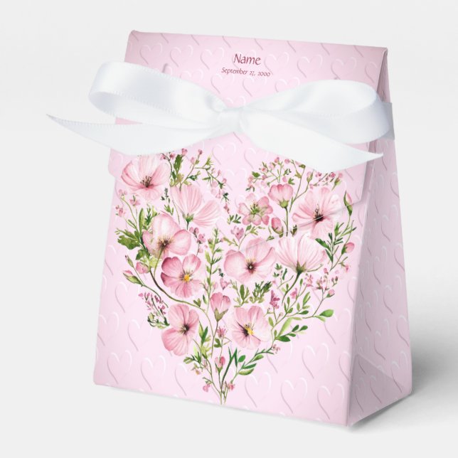 Pink Heart Floral Gevor Box Geschenkschachtel (Vorderseite)