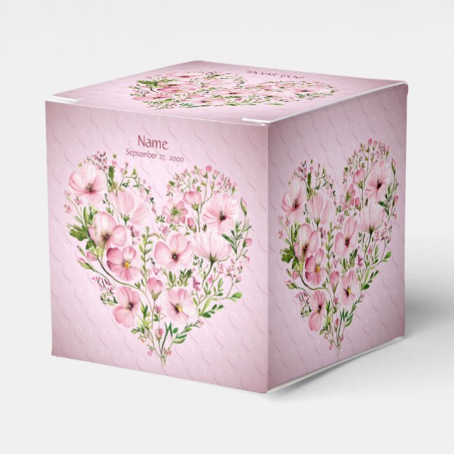 Pink Heart Floral Gevor Box Geschenkschachtel (Vorderseite)