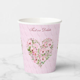 Pink Heart Floral Paper Cups Pappbecher