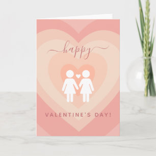 Pink Heart Gay Lesbian Couple Valentine Day Liebe Karte
